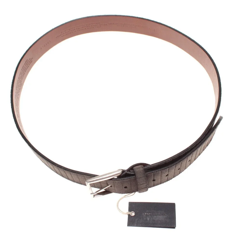 Veneta Cinture NWT Classic Belt Size 115 (US 44) in Gray Leather Made in Italy